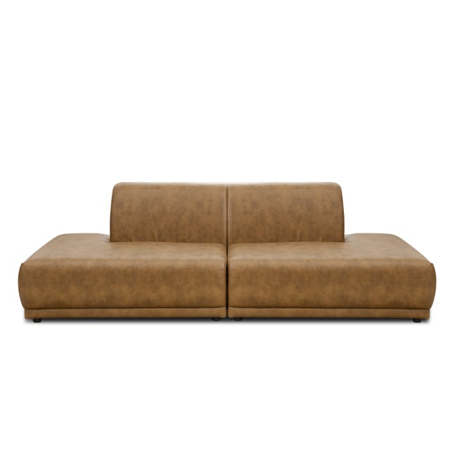 Milan Duo Extended Sofa - Tan (Faux Leather) - 0