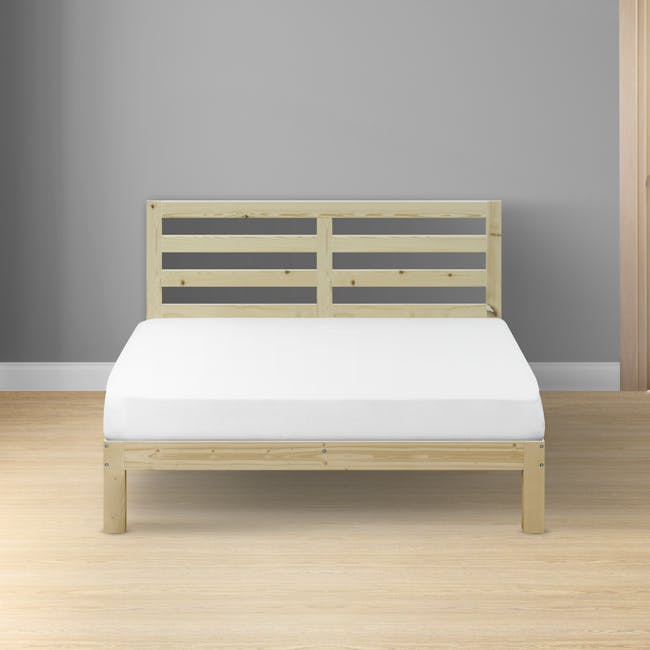 Katana Queen Wooden Bed - Headboard Only - 3 - Wooden bed frame, light wooden headboard, light wooden footboard, light