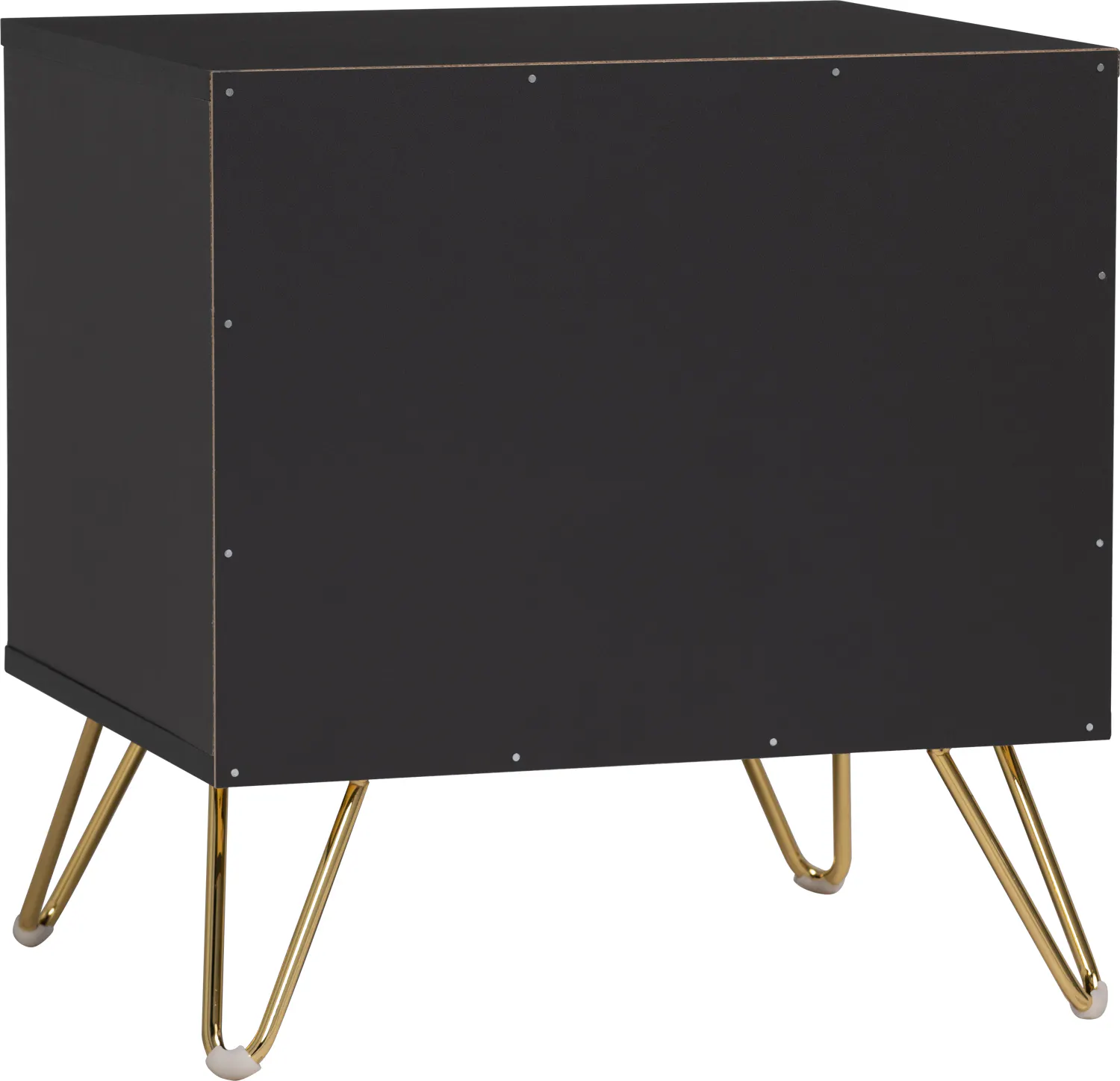 Volos Bedside Table - 17 - Black contemporary sideboard with gold metal legs, minimalist design, sleek surface, modern