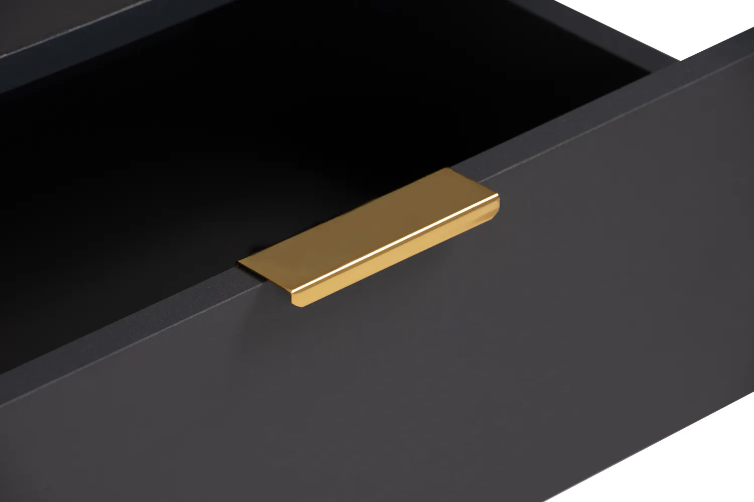 Volos Bedside Table - 13 - Gold drawer pull, sleek design, minimalist aesthetic, modern furniture, luxurious appearance