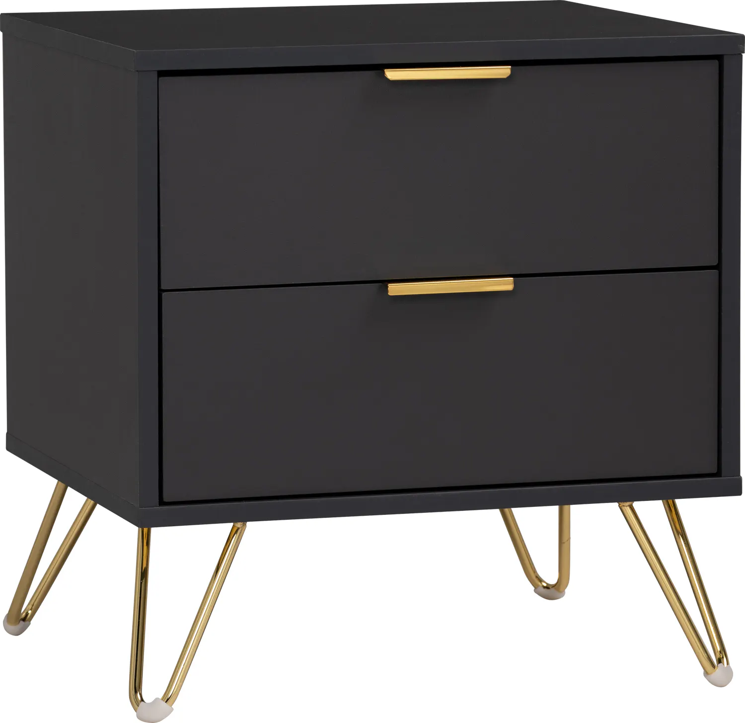 Volos Bedside Table - 10 - modern black side table, gold drawer handles, sleek furniture, contemporary cabinet, minimalist