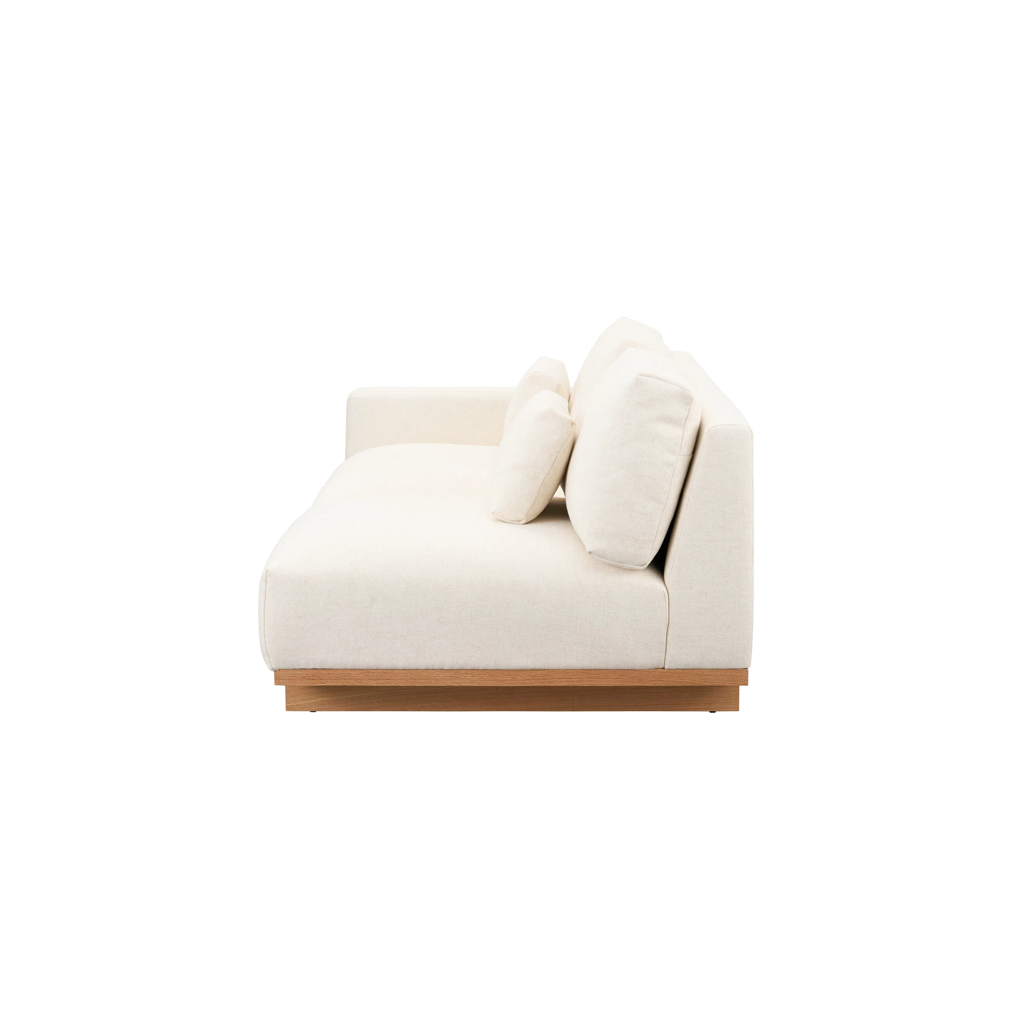 Miu L-Shaped Lounge Sofa - 22 - Cream sofa, minimalist design, light upholstery, wooden base, modern decor, cozy seating