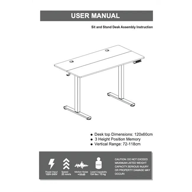 ARDEN FlexiLift Adjustable Table (2 Sizes) - 12