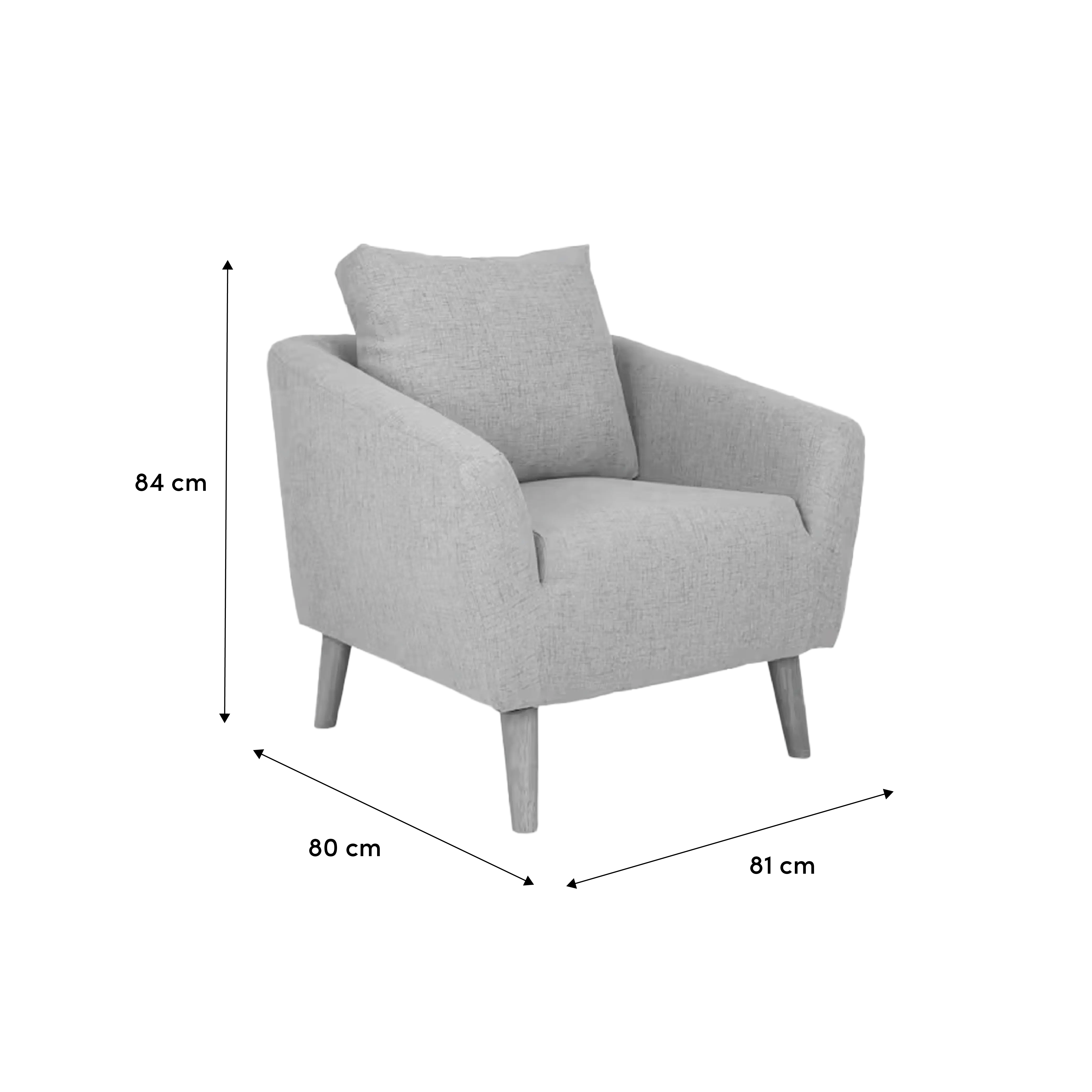Hana Armchair - Sand - 10 - Modern gray armchair, 84 cm height, 80 cm width, 81 cm depth, fabric upholstery, three-sided