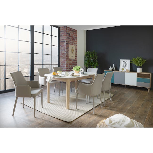 Irma Extendable Table 1.6-2m with 4 Chloe Dining Chairs in Aquamarine, Sunshine Yellow, Wheat Beige and Pale Grey - 7