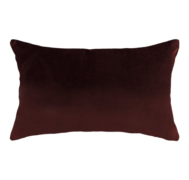 Alyssa Velvet Lumbar Cushion Cover - Burgundy - 0