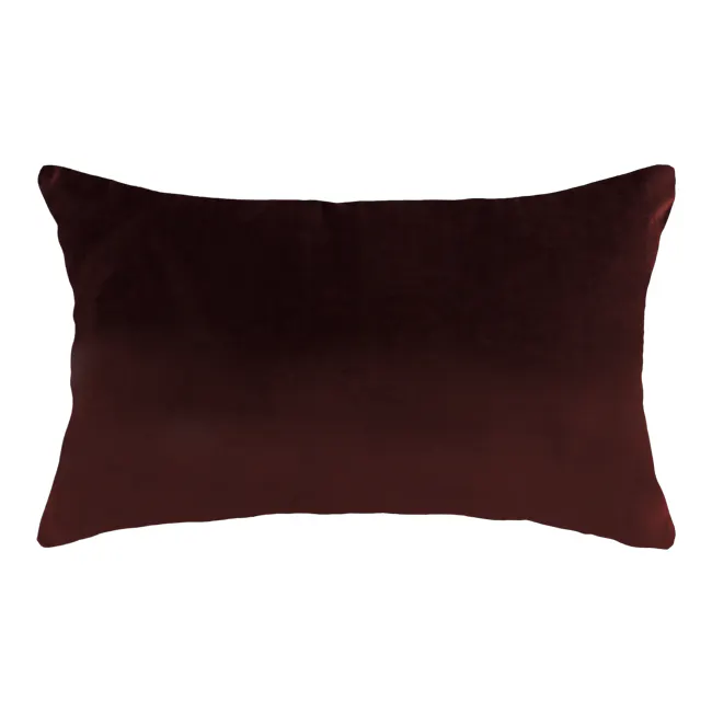 Alyssa Velvet Lumbar Cushion Cover - Burgundy - 1 - Dark velvet pillow, soft fabric texture, luxurious appearance, rich