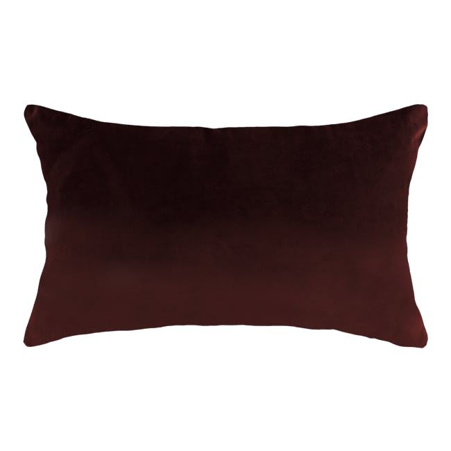 Alyssa Velvet Lumbar Cushion - Burgundy - 0