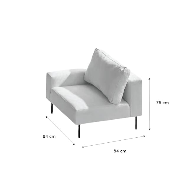 Lusa Left Arm - Ivory (Pet Friendly) - 20 - Modern minimalist white sofa, 84 cm seat height, 75 cm total height, 84 cm