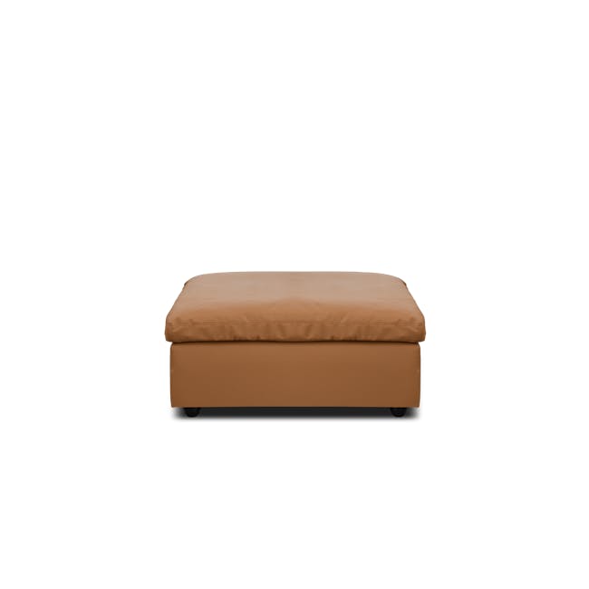 Liam Ottoman - Caramel Tan (Faux Leather) - 1 - Modern minimalist bed frame, brown leather mattress, sleek design