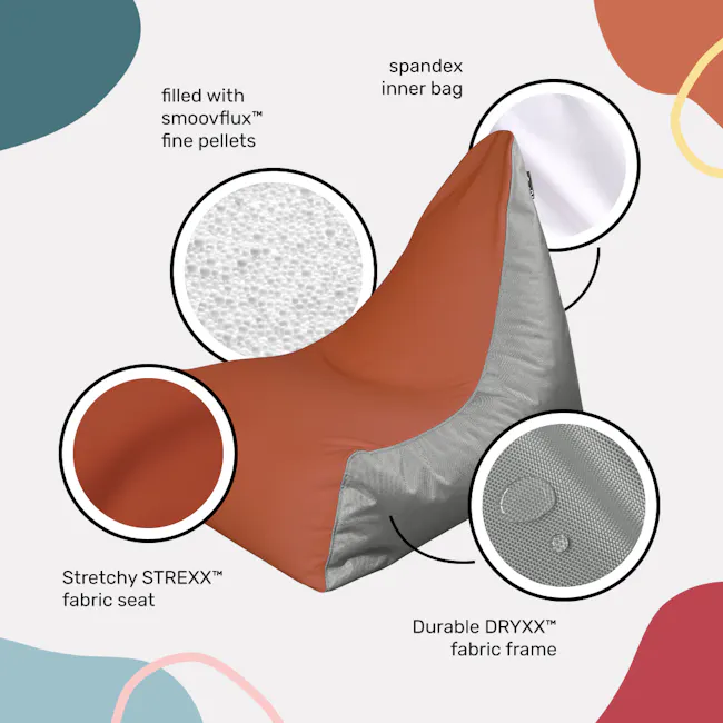 Doob fwoomp Spandex Bean Bag Chair - Elderberry (Water Repellent) - 6 - stretchy fabric seat, durable DRYXX™ fabric frame