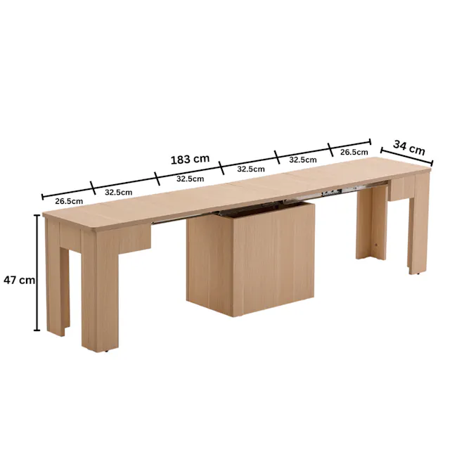 Flexi-Table Extendable Dining Table with Extendable Bench 0.4m-1.8m - Walnut - 21