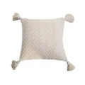 Elly Knitted Cushion with Tassels - Almond