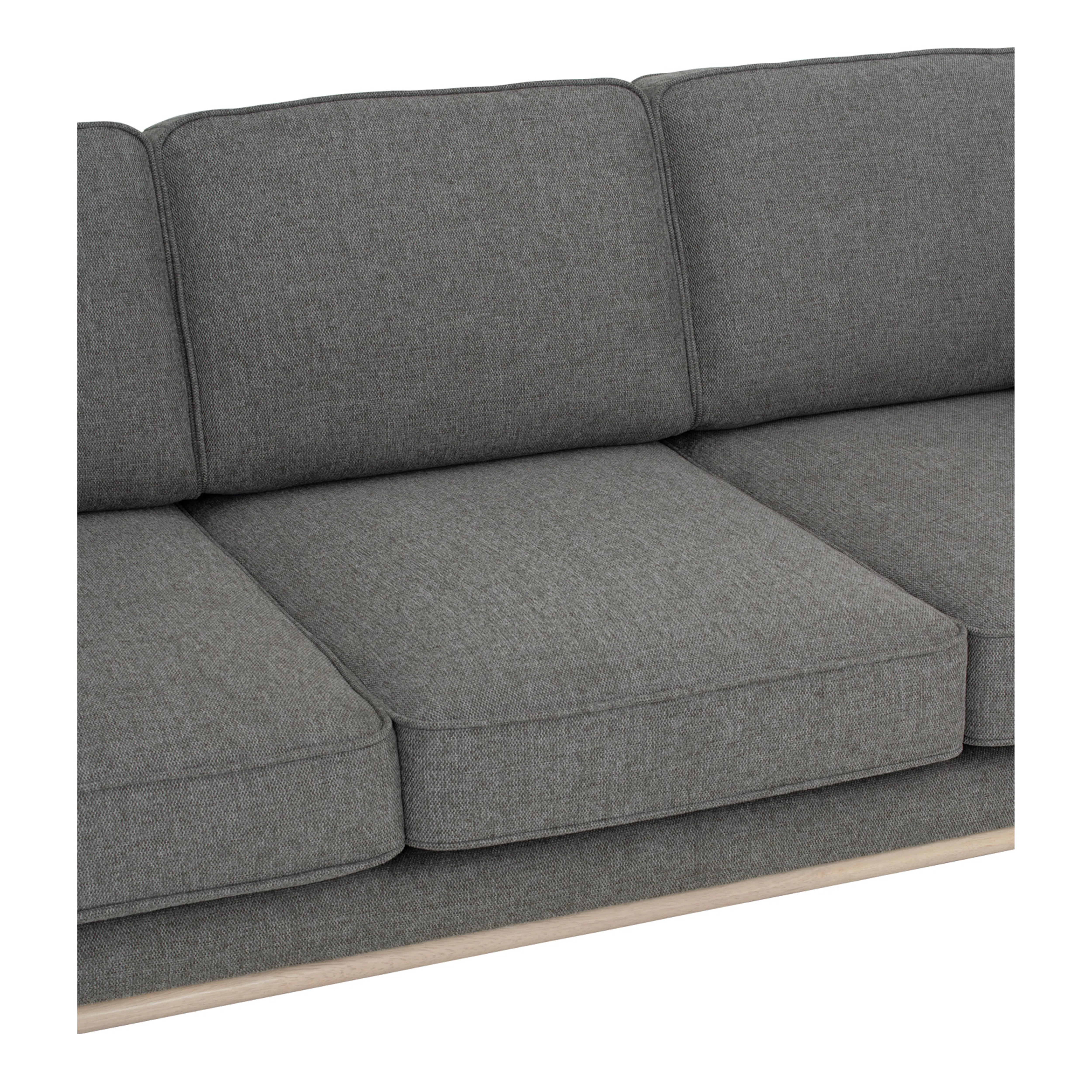 Carter 3 Seater Sofa - Milk Oak, Light Grey (Fabric) - 9 - Grey upholstered sectional sofa, modern design, comfortable
