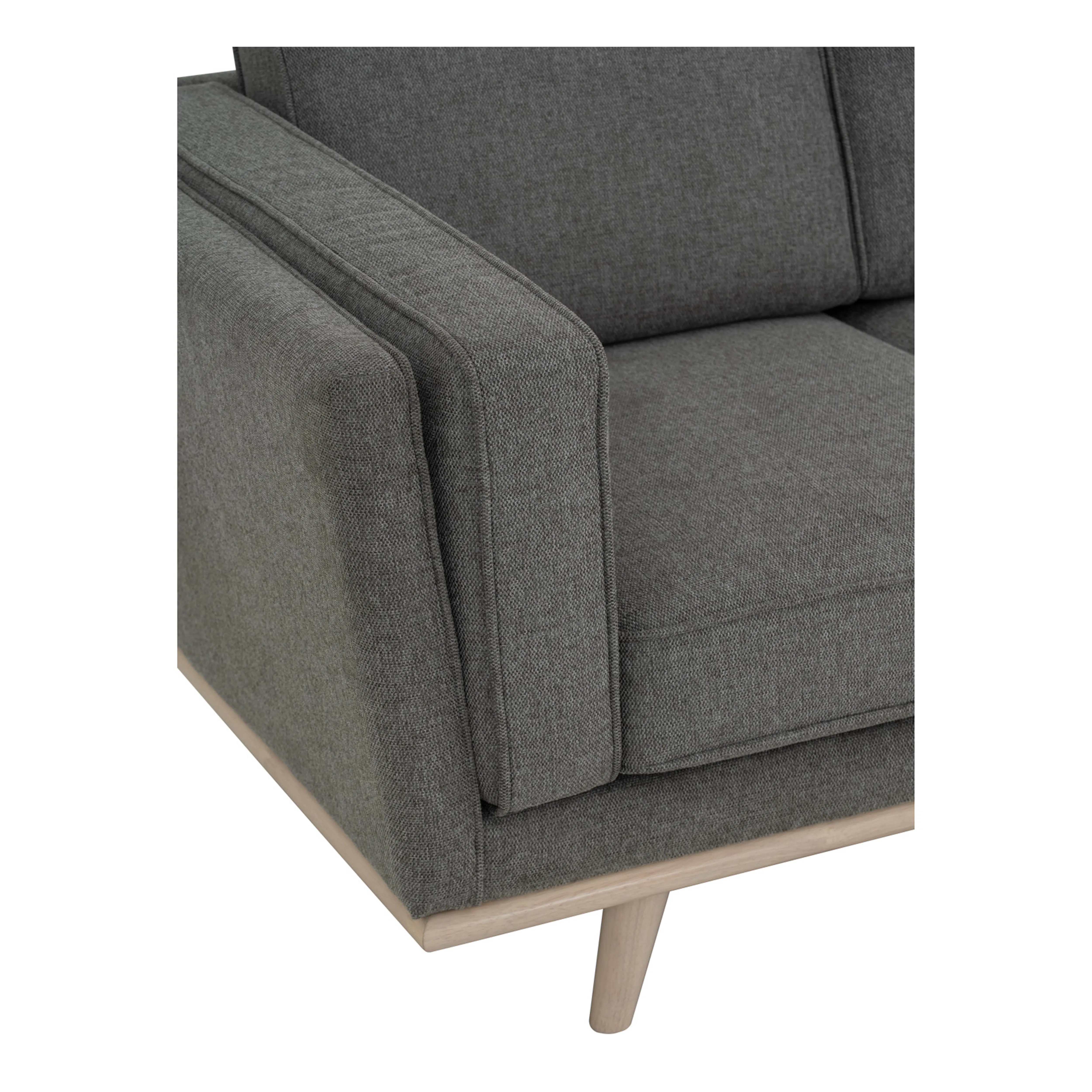Carter 3 Seater Sofa - Milk Oak, Light Grey (Fabric) - 12 - Grey upholstered armchair, modern design, textured fabric
