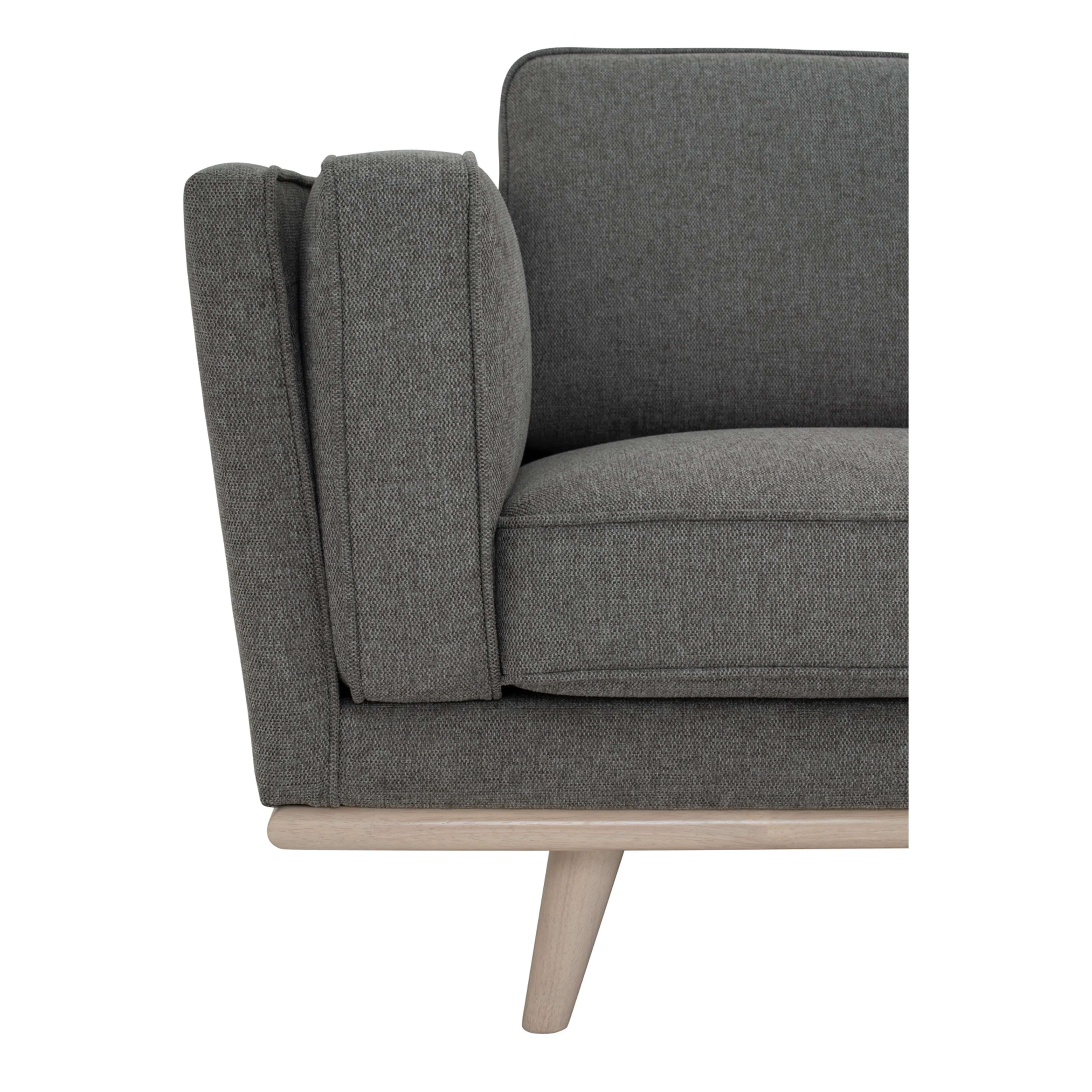 Carter 3 Seater Sofa - Milk Oak, Light Grey (Fabric) - 10 - Grey upholstered armchair, modern design, textured fabric