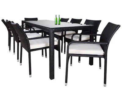 Geneva Outdoor Dining Set with 8 Chair - White Cushion