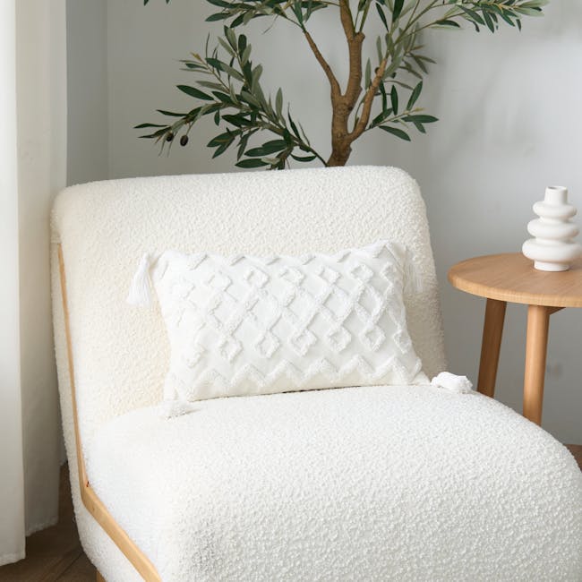 Geo Lattice with Tassels Lumbar Cushion - 3