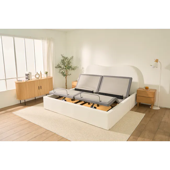 Lyra Queen Adjustable Bed - White Boucle - 28