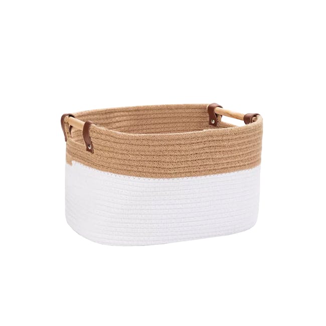 Ozzy Cotton Rope Storage Basket - Brown, White - 0