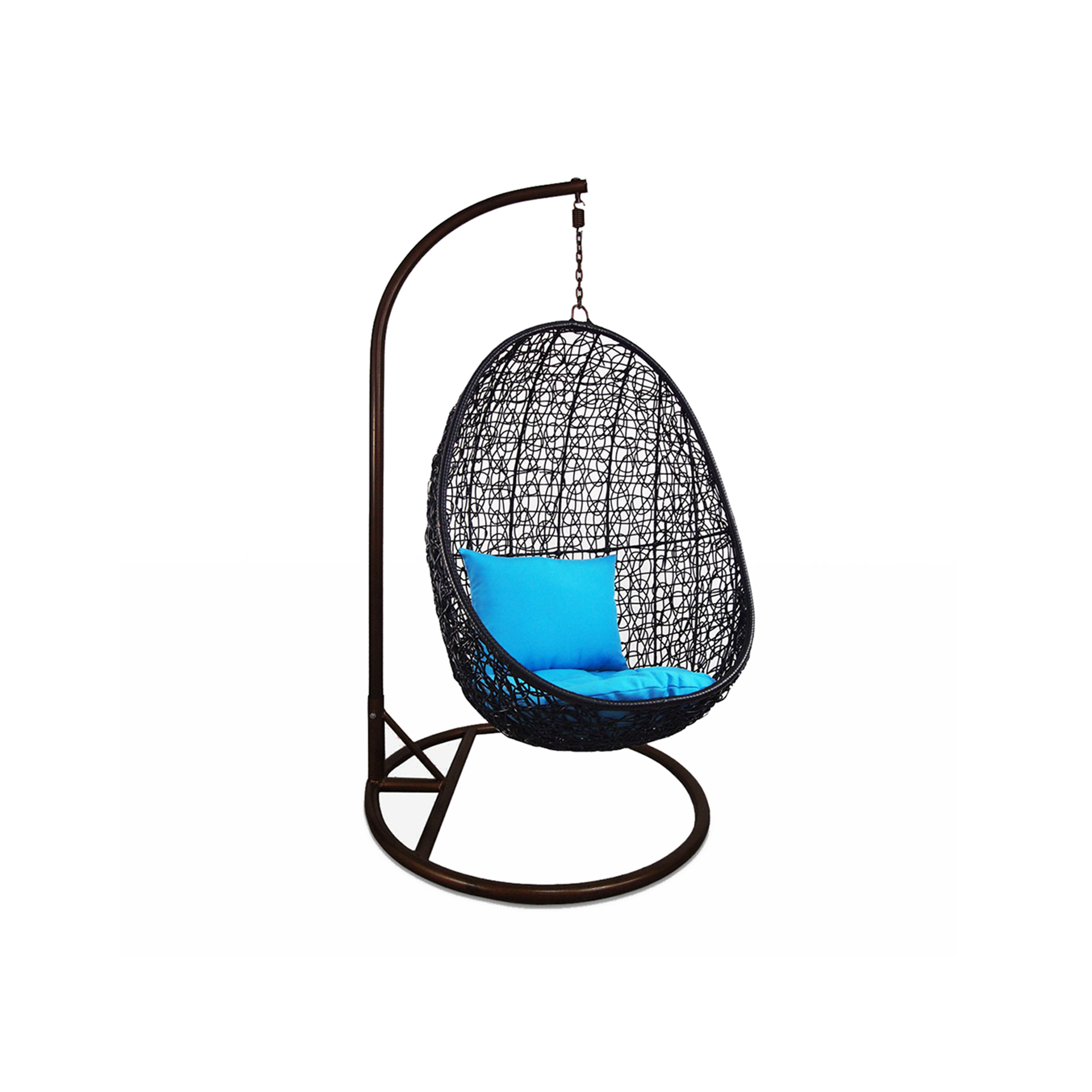 Black Cocoon Swing Chair with Blue Cushion, Arena Living HipVan