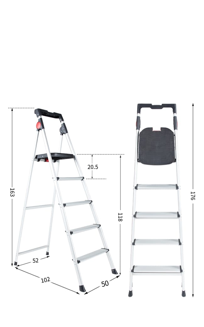 BOOMJOY 5-Step Ladder - Silver - 7
