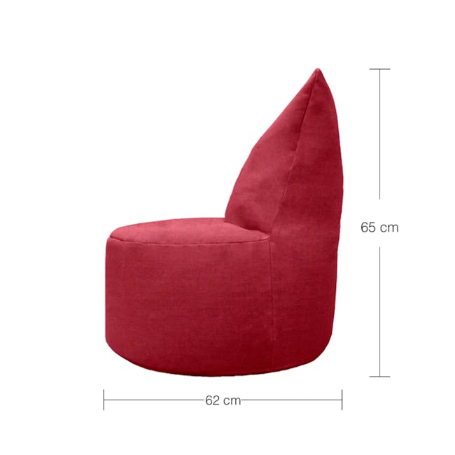 Mee Kids Bean Bag - Red - 5 - Red upholstered chair, modern design, curved backrest, comfortable seating, ergonomic shape