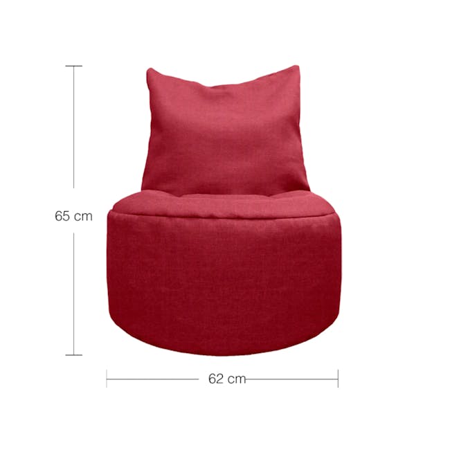 Mee Kids Bean Bag - Red - 4 - Red velvet cushion, 65 cm height, 62 cm width, ergonomic design, soft fabric, comfortable