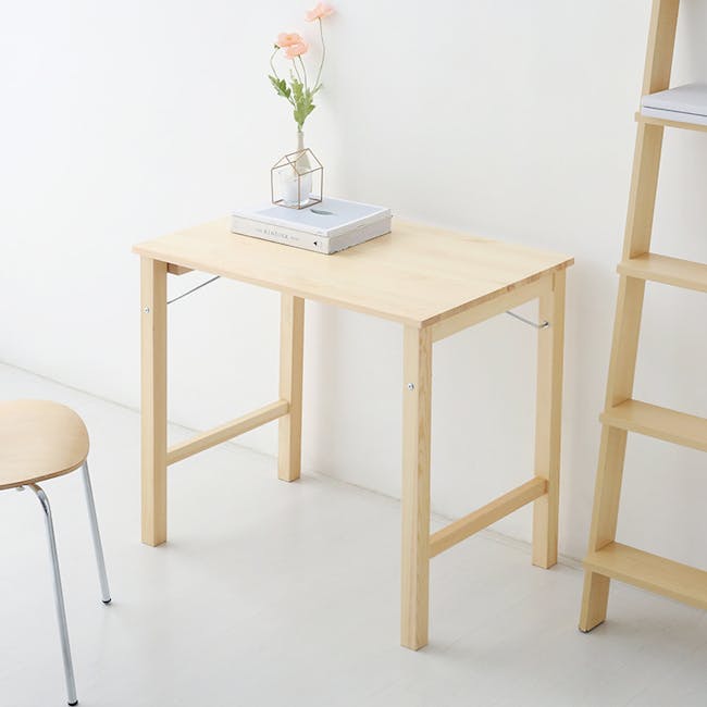 Perry Foldable Multipurpose Table 0.8m - 7 - Light wooden side table, minimalist design, light wood finish, simple