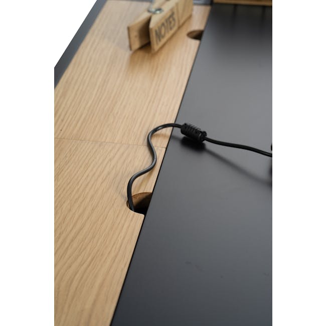 Morse Study Table 1.4m - Black, Oak - 4