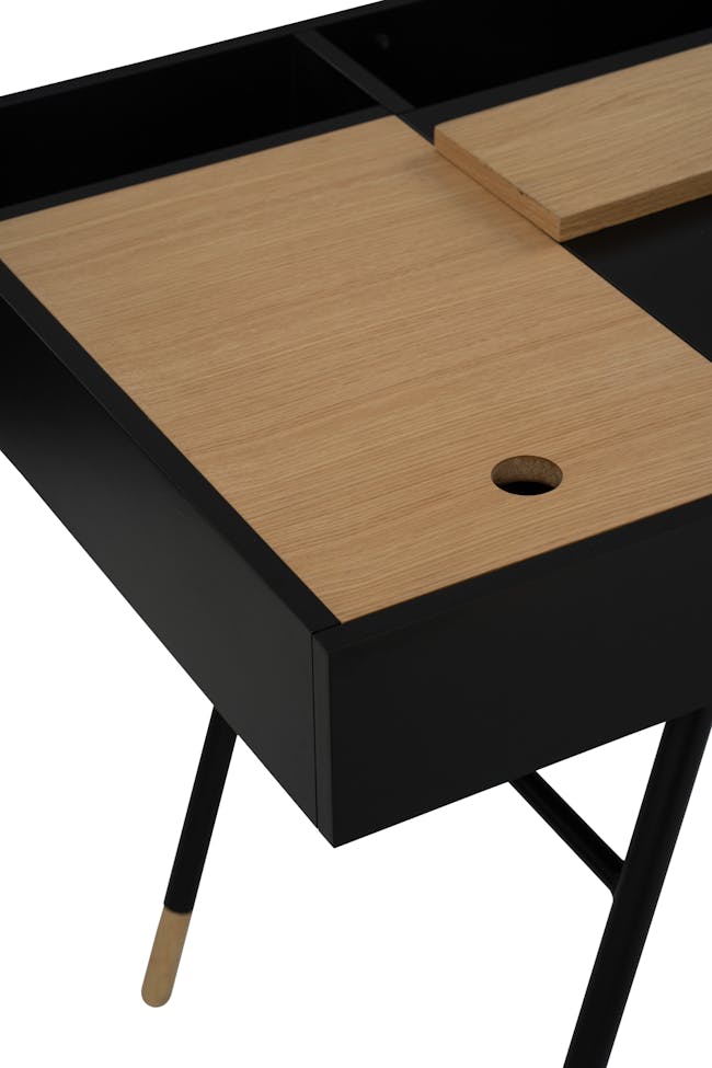 Morse Study Table 1.4m - Black, Oak - 3