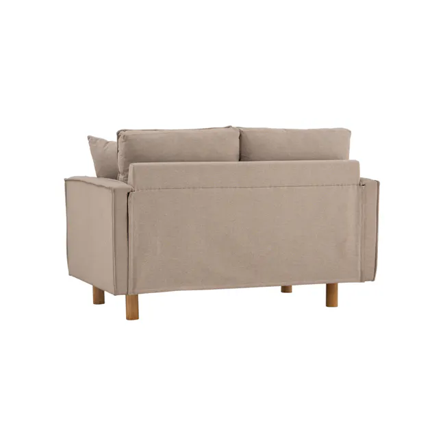 Nexon 2 Seater Sofa - Light Mocha - 3 - Cream upholstered sofa, wooden legs, minimalist design, neutral color palette