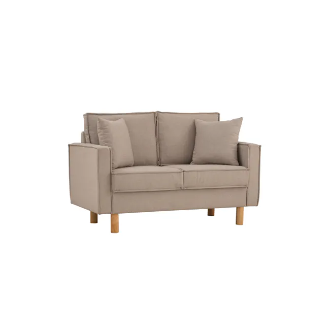 Nexon 2 Seater Sofa - Light Mocha - 2 - Modern beige sofa with wooden legs, minimalist design, comfortable cushions, clean