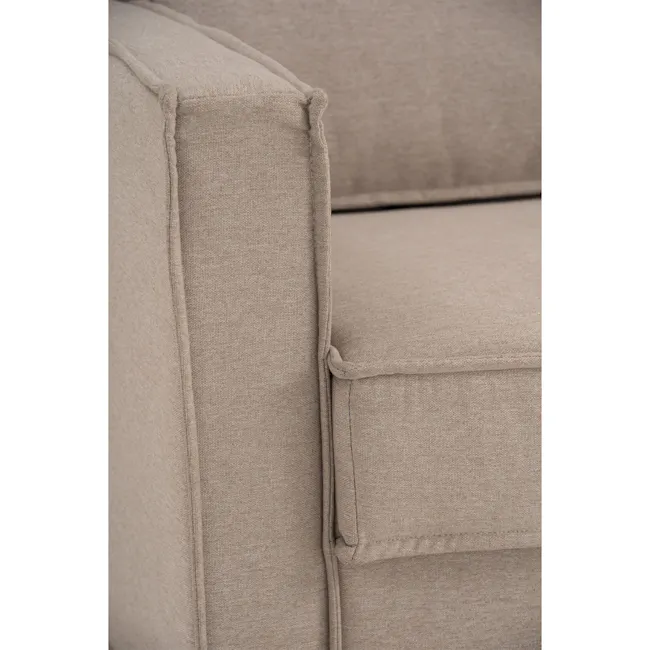 Nexon 2 Seater Sofa - Light Mocha - 9 - Burlap fabric texture, beige upholstery, seam detail, cushion edge, fabric
