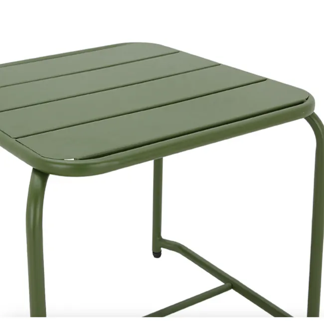 Gotland Outdoor Side Table - 2 - Green outdoor patio table, sturdy metal frame, simple design, flat surface, rectangular