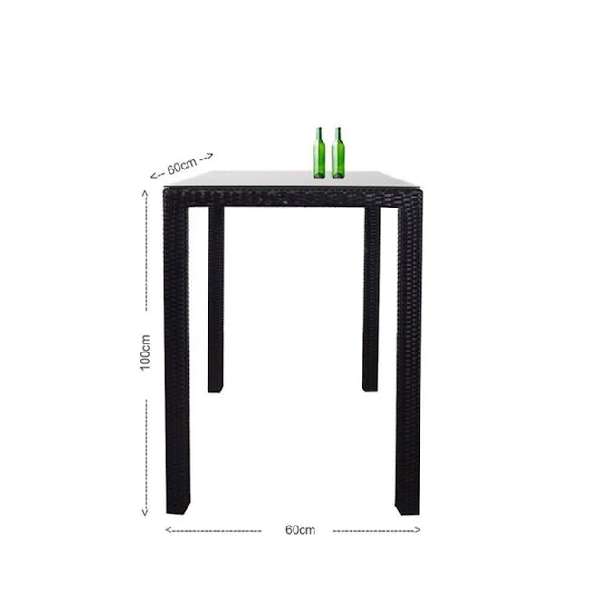 Midas 2 Chair Bar Set - Blue Cushion - 8 - 60cm wide table, black textured surface, 100cm total height, 60cm from floor to