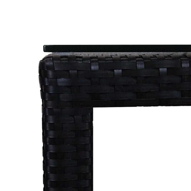 Midas 2 Chair Bar Set - Blue Cushion - 9 - Woven black outdoor furniture, sturdy black wicker, textured black fabric