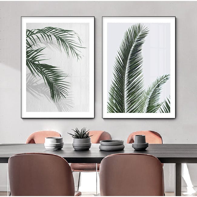 Palm Tree Canvas Print with Black Frame 30cm x 40cm - II - 3