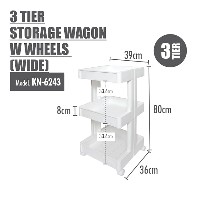 3 Tier Storage Wagon with Wheels - Wide - 1