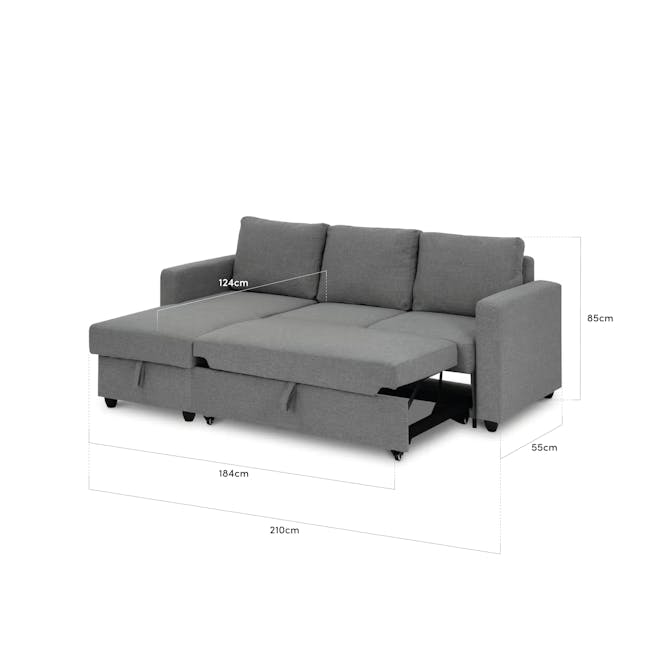 Mia L-Shaped Storage Sofa Bed - Dove Grey - 8