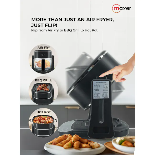 Mayer 4.5L 3-in-1 Glass Air Fryer with Grill MMGAF459G - 3