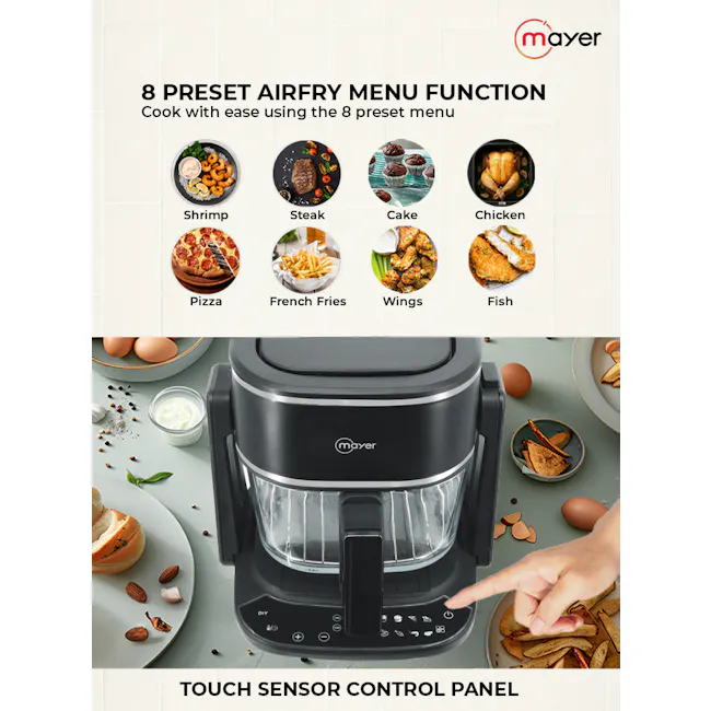 Mayer 4.5L 3-in-1 Glass Air Fryer with Grill MMGAF459G - 4