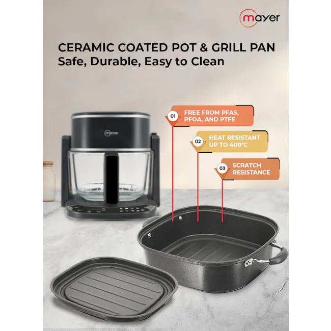Mayer 4.5L 3-in-1 Glass Air Fryer with Grill MMGAF459G - 8