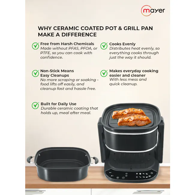 Mayer 4.5L 3-in-1 Glass Air Fryer with Grill MMGAF459G - 9