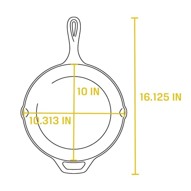 Lodge 10.25 Inch Cast Iron Deep Skillet - 5 - Stainless steel cooking pan with dimensions 10 inches in diameter and 125