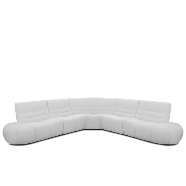 Tara Large Corner Sectional Extended Sofa - Grey - 1 - Sleek, modern white sectional sofa with plush cushions., Elegant