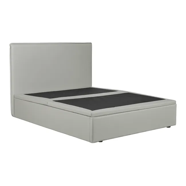 Arthur Super Single Storage Bed - Oslo Grey (Faux Leather) - 4 - Modern minimalist bed frame, sleek design, light gray