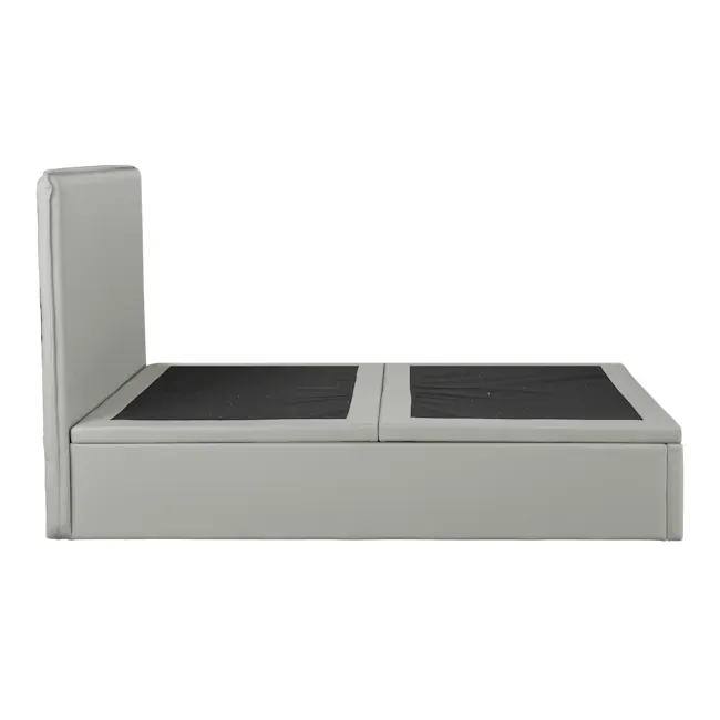 Arthur Super Single Storage Bed - Oslo Grey (Faux Leather) - 6 - Grey, modern, minimalist, sleek design, padded