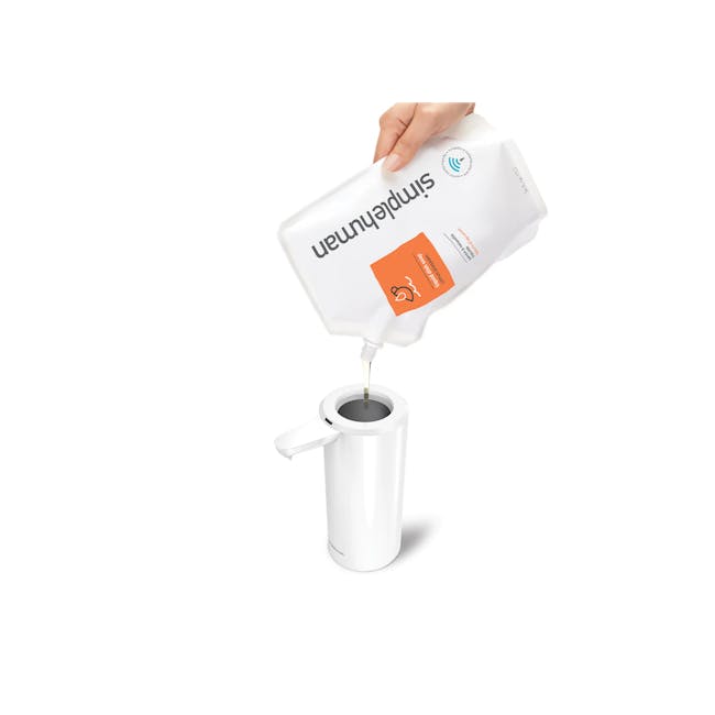 simplehuman 14oz Sensor Pump - White - 5 - Disposable coffee maker, white coffee machine, pouring coffee, coffee beans