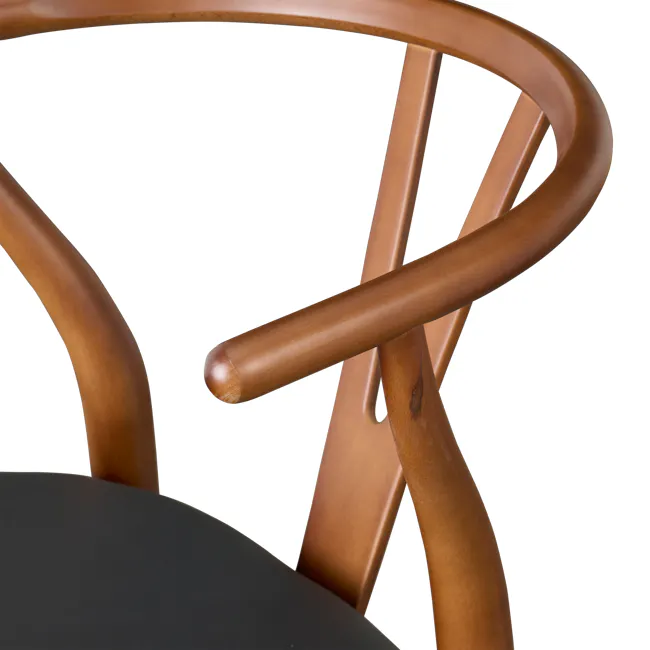 Caine Chair - Walnut, Black (Faux Leather) - 4